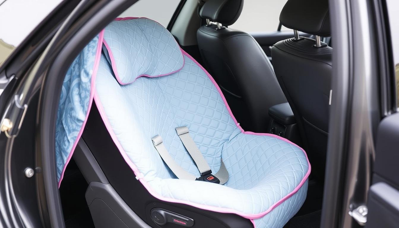 Funda para silla de coche de bebé instalada en un asiento infantil
