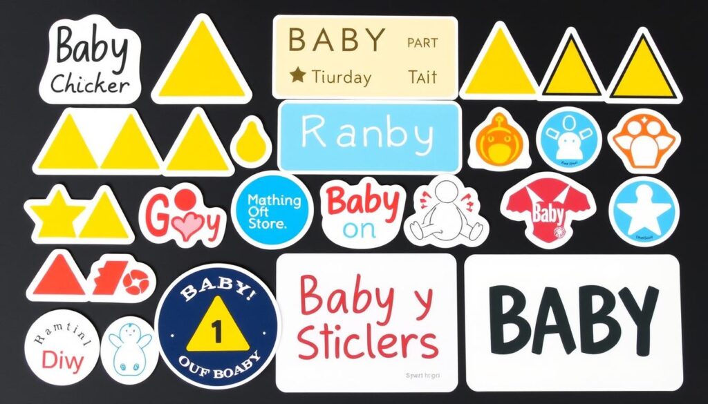 Diferentes tipos de pegatinas de bebé a bordo